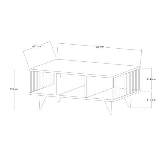 Τραπέζι σαλονιού Pena  sonoma με μαύρο 90x60x39,5εκ