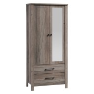 Ντουλάπα ρούχων Tara  δίφυλλη καθρέπτης rustic oak 84.5x52x193εκ