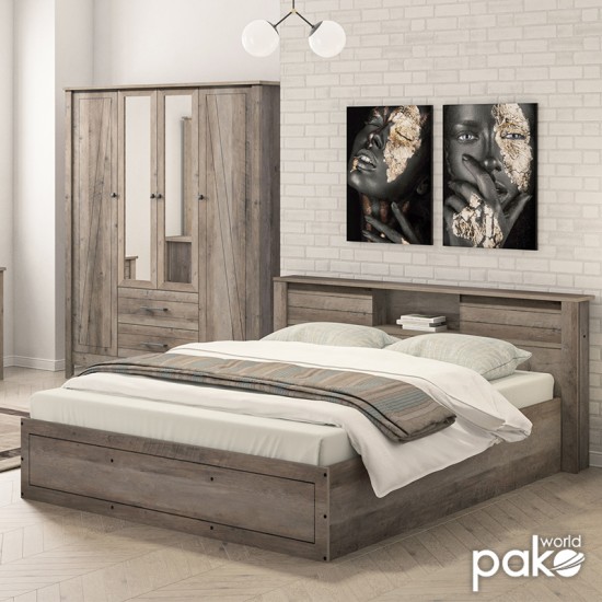 Κρεβάτι διπλό Tara  rustic oak 160x200εκ Model: 123-000175