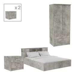 Φοιτητικό πακέτο επίπλων υπνοδωματίου OLYMPUS B  σετ 4τεμ σε antique ανθρακί απόχρωση