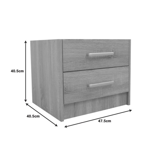 Κομοδίνο OLYMPUS  με 2 συρτάρια σε sonoma απόχρωση 47.5x40.5x40.5εκ