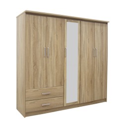 Ντουλάπα ρούχων πεντάφυλλη OLYMPUS  σε sonoma απόχρωση 198x57x183εκ