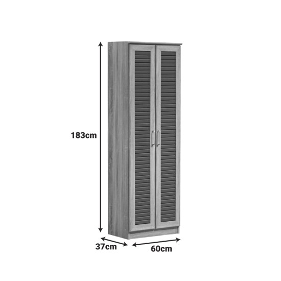 Παπουτσοθήκη-ντουλάπα SANTE  21 ζεύγων σε sonoma-ανθρακί απόχρωση 60x37x183εκ
