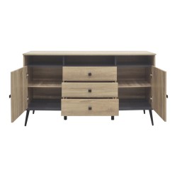 Μπουφές Zezan  σε sonoma-ανθρακί απόχρωση 140.5x41.5x80εκ