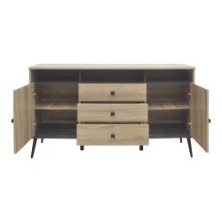 Μπουφές Zezan  σε sonoma-ανθρακί απόχρωση 140.5x41.5x80εκ