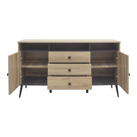 Μπουφές Zezan  σε sonoma-ανθρακί απόχρωση 140.5x41.5x80εκ