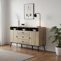 Μπουφές Zezan  σε sonoma-ανθρακί απόχρωση 140.5x41.5x80εκ