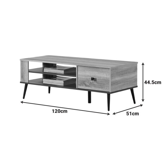 Τραπέζι σαλονιού Zezan  σε sonoma-ανθρακί απόχρωση 120x51x44.5εκ