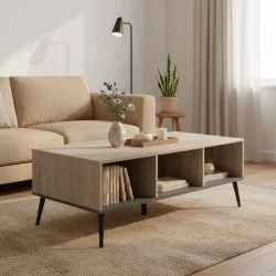 Τραπέζι σαλονιού Zezan  σε sonoma-ανθρακί απόχρωση 121x60x44.5εκ