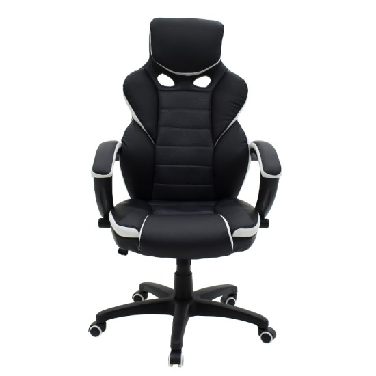 Καρέκλα γραφείου εργασίας GARMIN - Bucket pakoworld PU μαύρο-λευκό Model: 126-000016