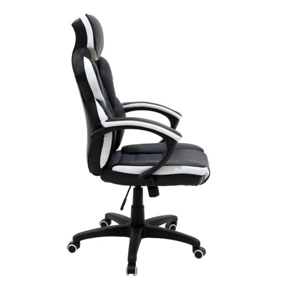 Καρέκλα γραφείου εργασίας GARMIN - Bucket pakoworld PU μαύρο-λευκό Model: 126-000016