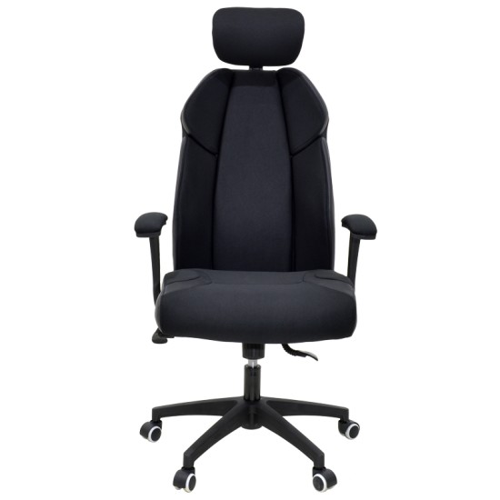 Καρέκλα γραφείου διευθυντή MOMENTUM Bucket pakoworld μαύρο υφάσμα Mesh-πλάτη pu μαύρο Model: 126-000018