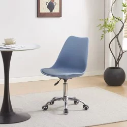 Καρέκλα γραφείου εργασίας Gaston II  pp-pu σε απόχρωση ανοιχτό μπλε 48x57x77-90εκ