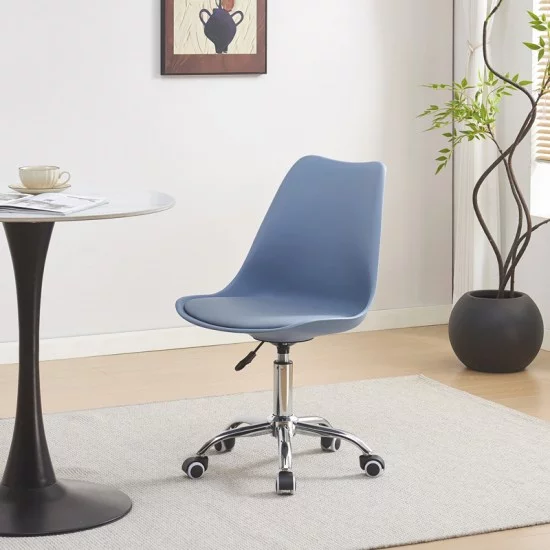 Καρέκλα γραφείου εργασίας Gaston II  pp-pu σε απόχρωση ανοιχτό μπλε 48x57x77-90εκ