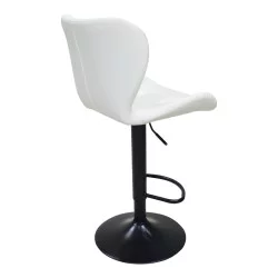 Σκαμπό μπαρ Coozy  πτυσσόμενο μεταλλικό μαύρο ματ με pu σε λευκή απόχρωση 46x47x90-112εκ