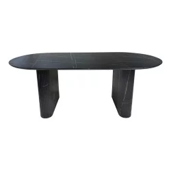 Τραπέζι Nembou  mdf σε απόχρωση μαύρου μαρμάρου 210x100x76εκ