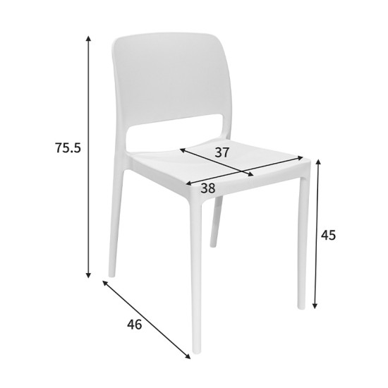 Καρέκλα Fenxy  pp σε λευκή απόχρωση 38x42x77εκ