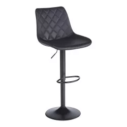 Σκαμπό μπαρ Libra  pu-μέταλλο σε μαύρη απόχρωση 49x55x115εκ