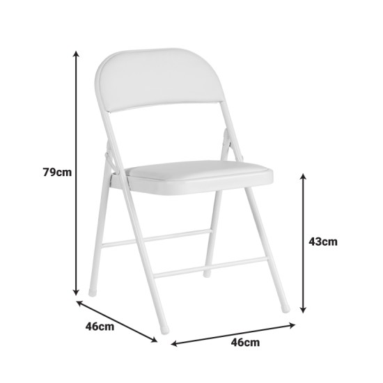 Καρέκλα Niro  πτυσσόμενη pu-μέταλλο σε λευκή απόχρωση 46x46x79εκ