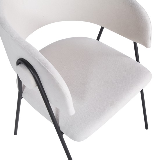 Πολυθρόνα Rachele I  μπεζ ύφασμα-πόδι μαύρο μέταλλο 52x65x79εκ