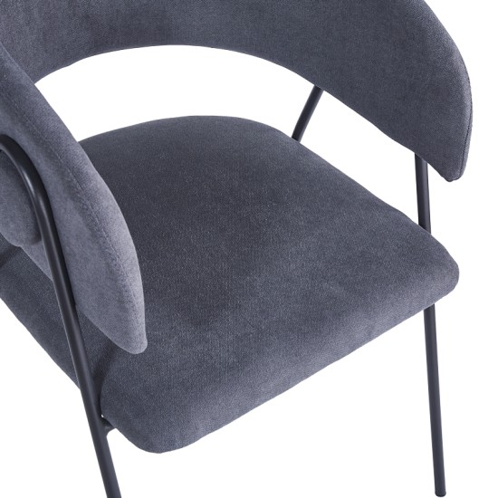 Πολυθρόνα Rachele I  ανθρακί ύφασμα-πόδι μαύρο μέταλλο 52x65x79εκ