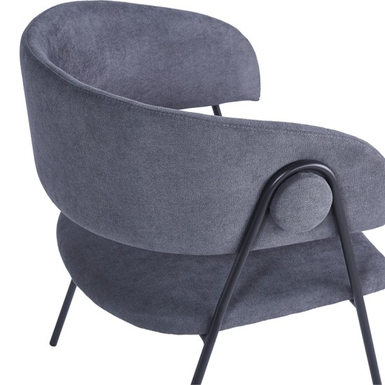 Πολυθρόνα Rachele I  ανθρακί ύφασμα-πόδι μαύρο μέταλλο 52x65x79εκ