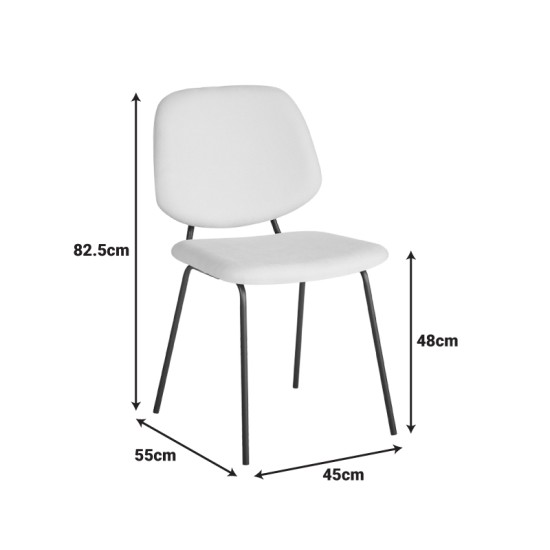 Καρέκλα Pietro I  μπεζ ύφασμα-πόδι μαύρο μέταλλο 45x55x82.5εκ
