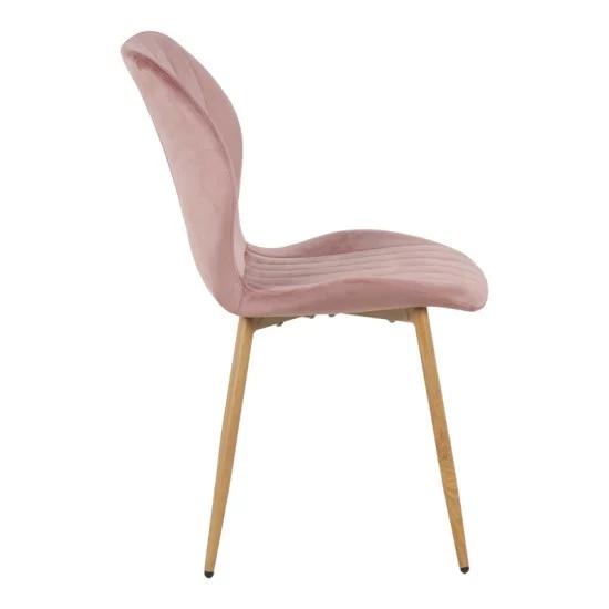 Καρέκλα Jelour  βελούδο σε σάπιο μήλο απόχρωση-πόδια φυσικά μεταλλικά 46.5x60x84εκ