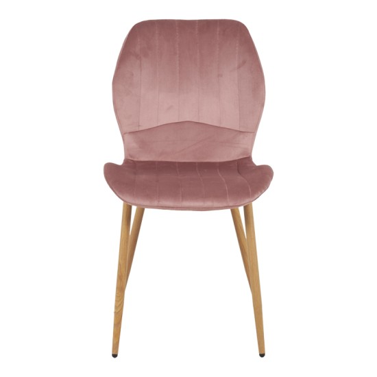 Καρέκλα Jelour  βελούδο σε σάπιο μήλο απόχρωση-πόδια φυσικά μεταλλικά 46.5x60x84εκ