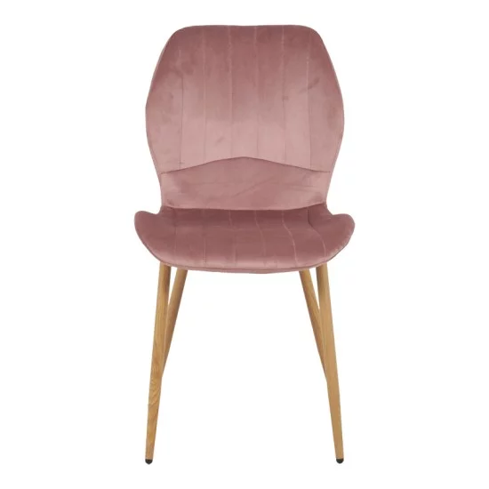Καρέκλα Jelour  βελούδο σε σάπιο μήλο απόχρωση-πόδια φυσικά μεταλλικά 46.5x60x84εκ