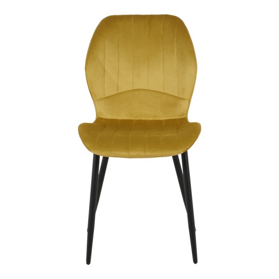 Καρέκλα Jelour  βελούδο σε κίτρινη απόχρωση 46.5x60x84εκ