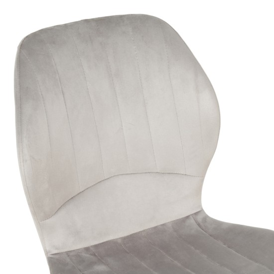 Καρέκλα Jelour  βελούδο σε γκρι απόχρωση-πόδια μαύρα μεταλλικά 46.5x60x84εκ