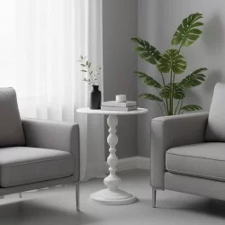 Βοηθητικό τραπέζι Anesor  μέταλλο σε κρεμ απόχρωση Φ40x52εκ