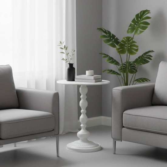 Βοηθητικό τραπέζι Anesor  μέταλλο σε κρεμ απόχρωση Φ40x52εκ