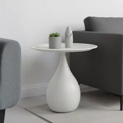 Βοηθητικό τραπέζι Samino  μέταλλο σε κρεμ απόχρωση Φ39x42εκ