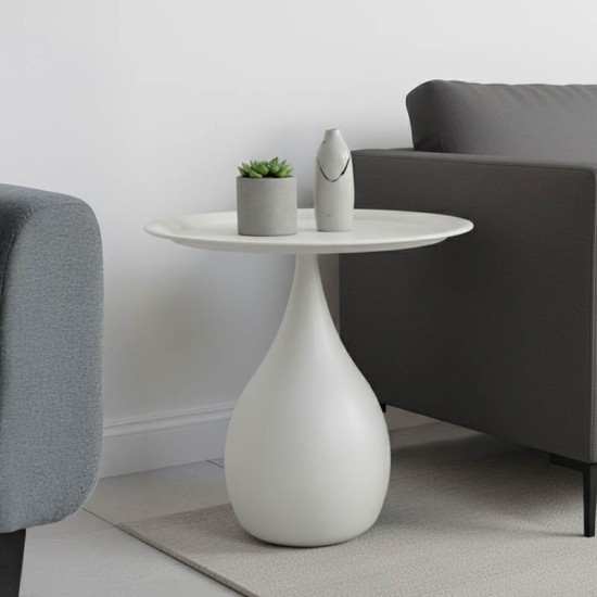 Βοηθητικό τραπέζι Samino  μέταλλο σε κρεμ απόχρωση Φ39x42εκ