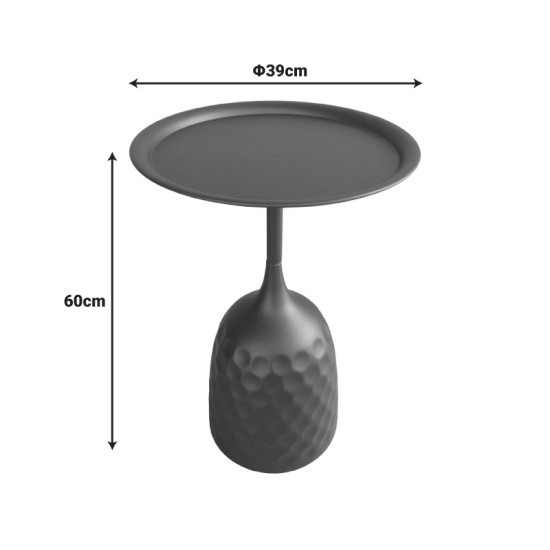 Βοηθητικό τραπέζι Waini  μέταλλο σε μαύρη απόχρωση Φ39x60εκ