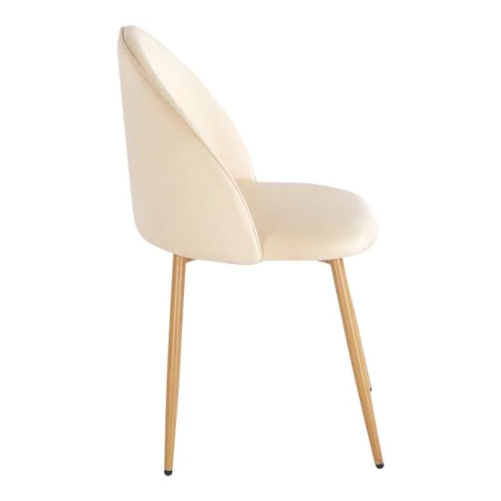 Καρέκλα Perch  βελούδο κρεμ - πόδι μέταλλο σε φυσική απόχρωση 50x43x82εκ