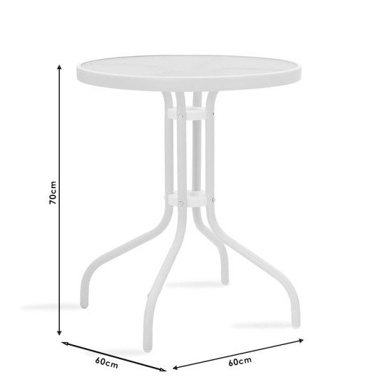 Τραπέζι Watson  μέταλλο λευκό-γυαλί Φ60x70εκ Model: 130-000001