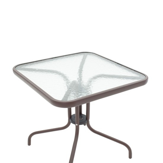 Τραπέζι Watson pakoworld μέταλλο καφέ-γυαλί 80x80x70εκ Model: 130-000028