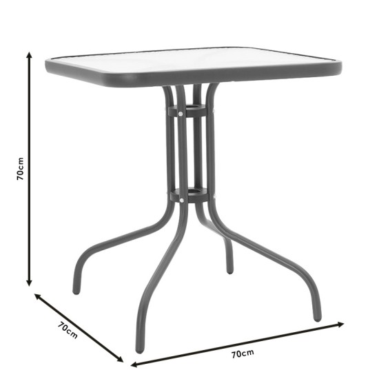 Τραπέζι Watson  μέταλλο καφέ-γυαλί 70x70x70εκ Model: 130-000032