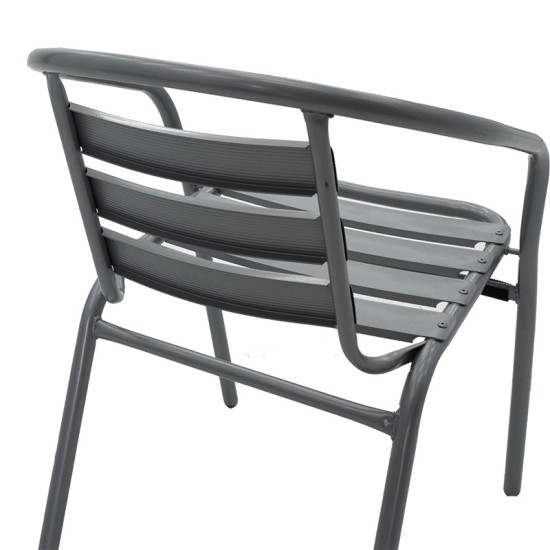 Πολυθρόνα κήπου Tade pakoworld μέταλλο ανθρακί Model: 130-000038