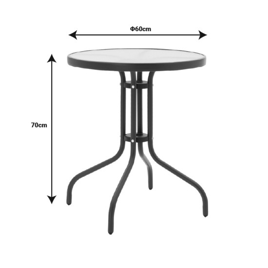 Tραπεζαρία Obbi-Watson  σετ 3τεμ καφέ μέταλλο-pe 60x60x70εκ Model: 130-000086