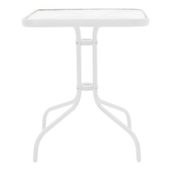 Τραπέζι Watson  μέταλλο λευκό- γυαλί 70x70x70εκ