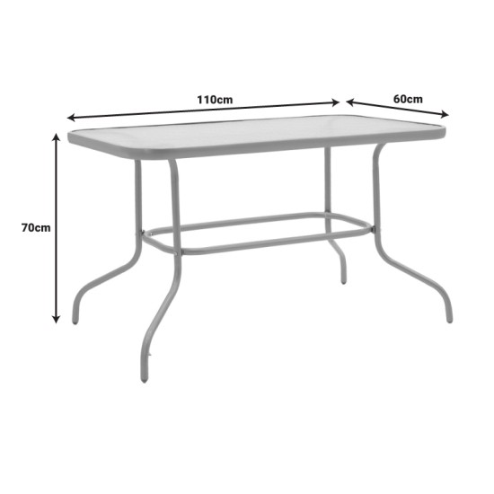 Τραπέζι Valor  μέταλλο μαύρο-γυαλί 110x60x70εκ