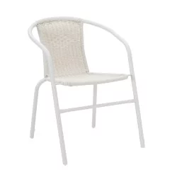 Τραπεζαρία Watson-Obbi  σετ 3τεμ μέταλλο λευκό- γυαλί 70x70x70εκ