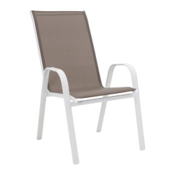 Τραπεζαρία Watson-Calan  σετ 3τεμ μέταλλο λευκό- γυαλί 70x70x70εκ