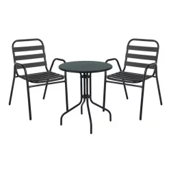 Τραπεζαρία Vergo-Sussie  3τεμ μαύρο μέταλλο Φ60x70εκ