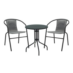 Τραπεζαρία Vergo-Obbi  3τεμ μαύρο μέταλλο Φ60x70εκ