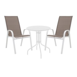 Τραπεζαρία Vergo-Calan  3τεμ λευκό μέταλλο Φ60x70εκ